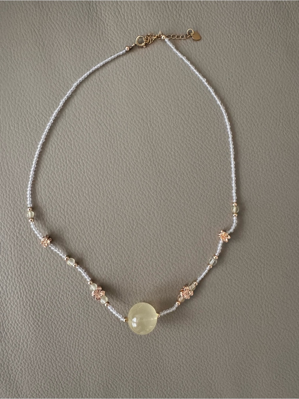 Gold plated Necklace with Pale Yellow Crystal